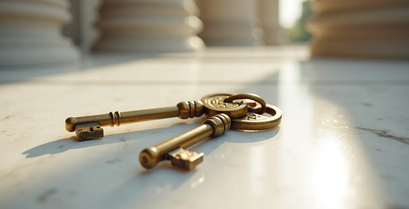 Due chiavi dorate intrecciate simboleggiano la protezione condivisa del conto cointestato